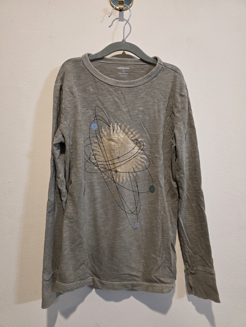 Kids Long Sleeve Graphic Tee with Metallic Sun - Green